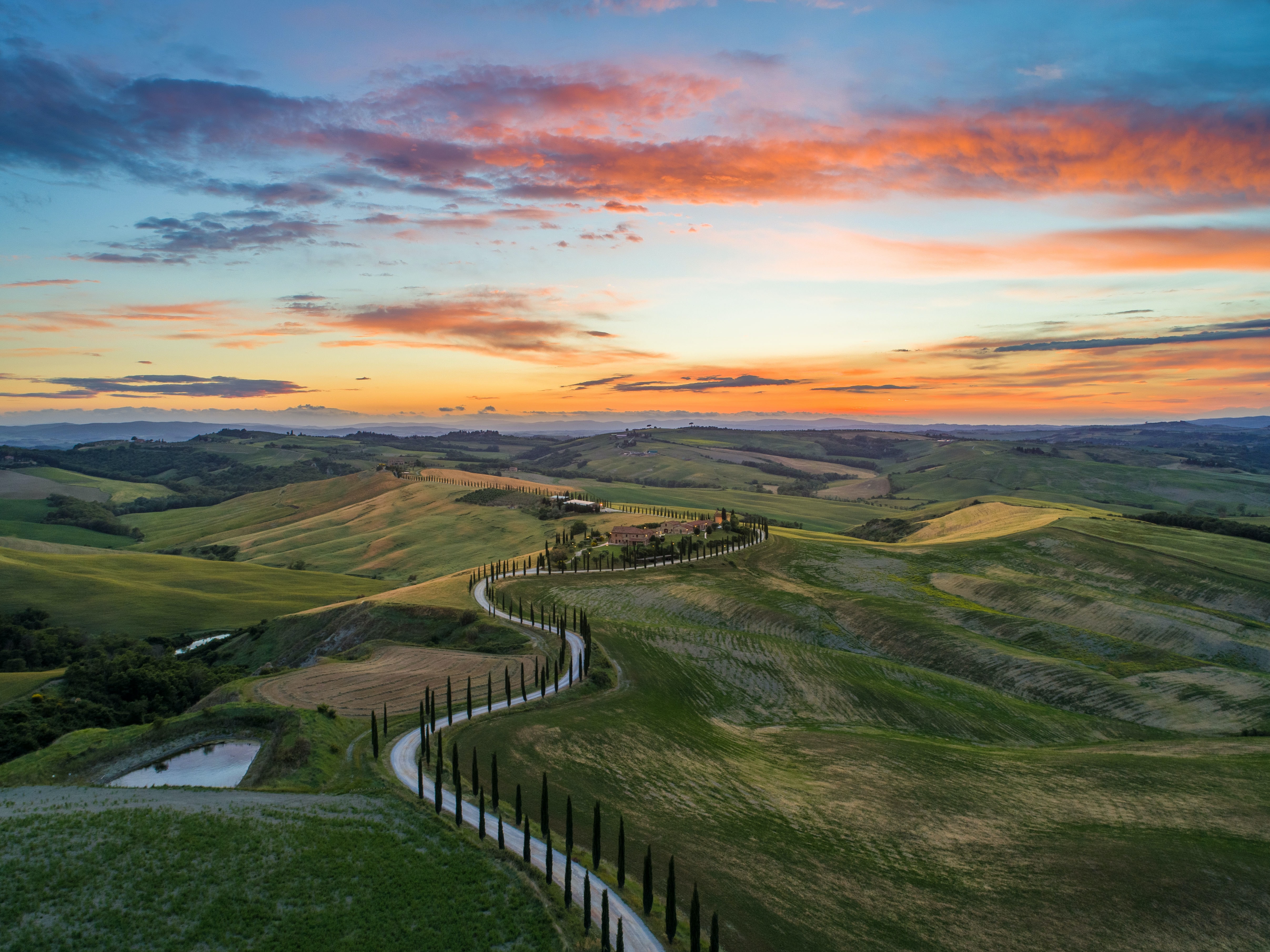 Tuscany field, aerial view